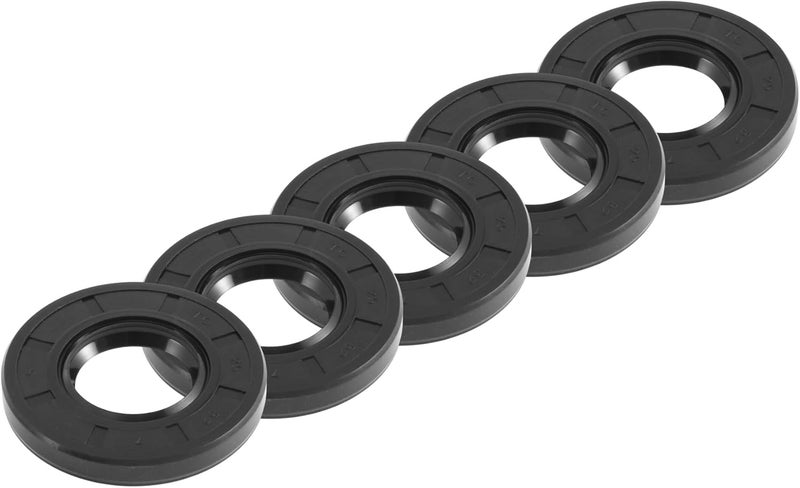 REPAIROCK Universal Oil Seal TC Double Lip W Steel Spring Seal Ring Rotary Shaft Seal 25x52x7mm High Pressure NBR Rubber Black 5pcs - Image 1